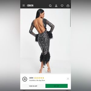 ASOS Design long sleeve embellished sequin midi dress black.